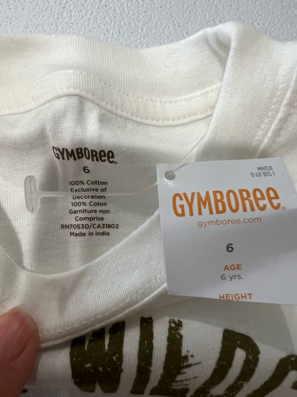 Gymboree Fighting Wildcats 128 Long-Sleeve Layered Tee - White & brown 6 y